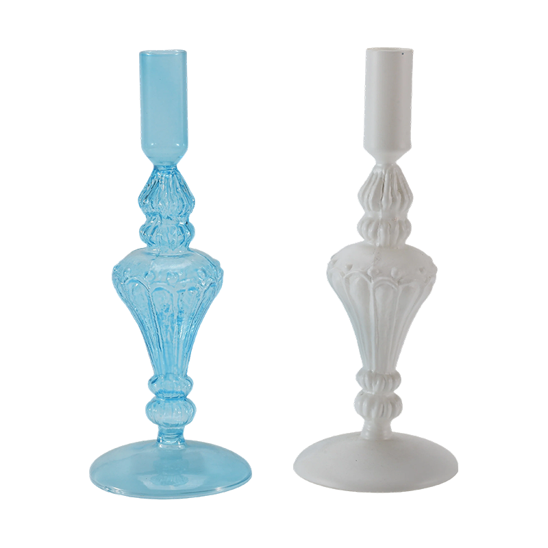 Collezione di portacandele in vetro colorato da 18 cm