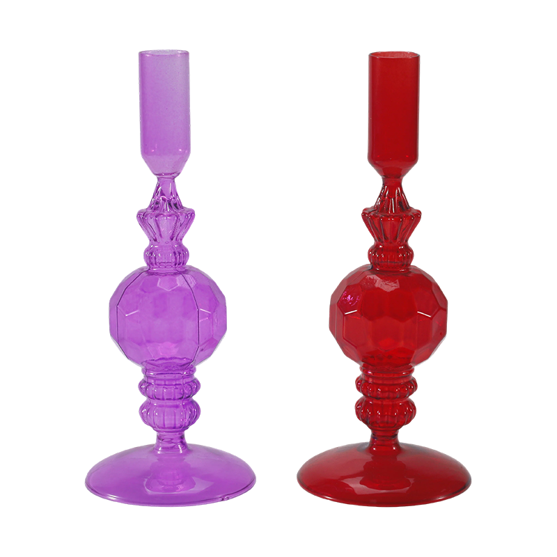 Collezione di portacandele in vetro colorato da 18 cm