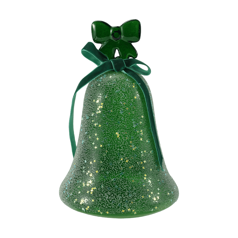 Statuetta di angelo in vetro al mercurio / decorazione con campana in vetro smerigliato/glitter (con LED)