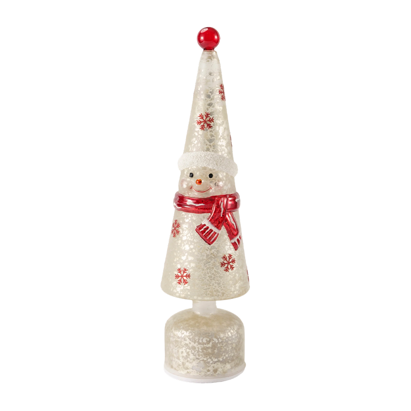 Decorazione per torre a LED in cristallo iridescente/Luce da tavolo per albero di Natale con pupazzo di neve
