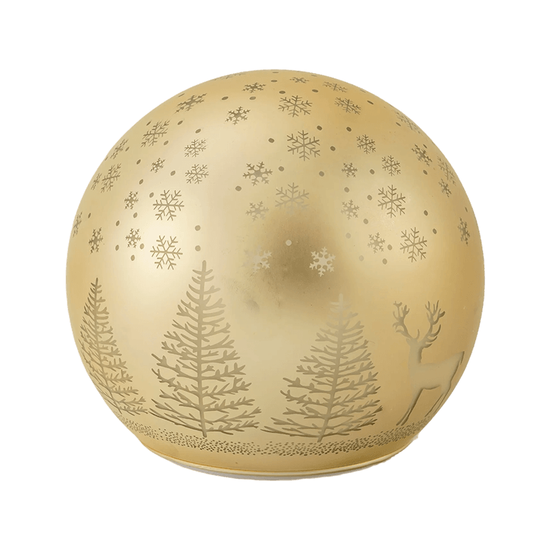Sfera LED con scena dorata della foresta / Sfera LED ornamentale a strisce rosse-bianche (con LED)