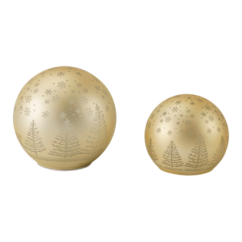 Sfera LED con scena dorata della foresta / Sfera LED ornamentale a strisce rosse-bianche (con LED)