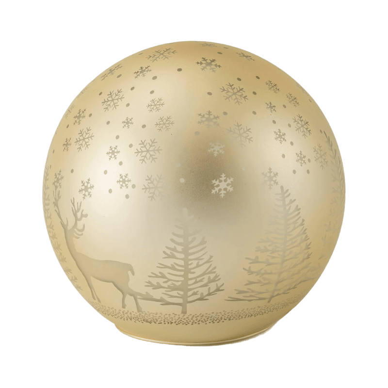 Sfera LED con scena dorata della foresta / Sfera LED ornamentale a strisce rosse-bianche (con LED)