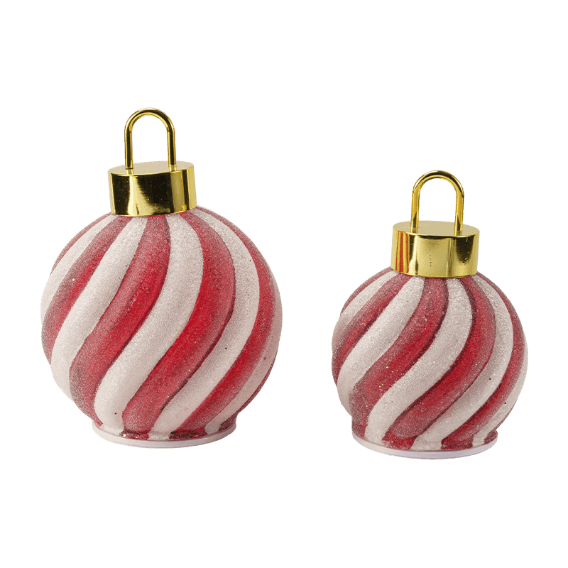 Sfera LED con scena dorata della foresta / Sfera LED ornamentale a strisce rosse-bianche (con LED)