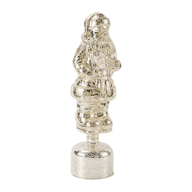 Statuetta vintage di Babbo Natale in vetro Mercury (finitura rossa/argento/verde chiaro)