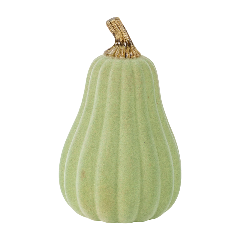 Zucca floccata a forma di pera/decorazione di zucca con glitter metallici
