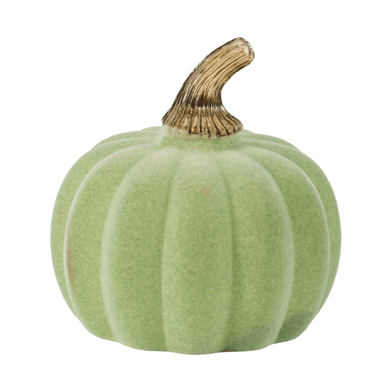 Zucca decorativa in velluto/floccata con stelo in vetro