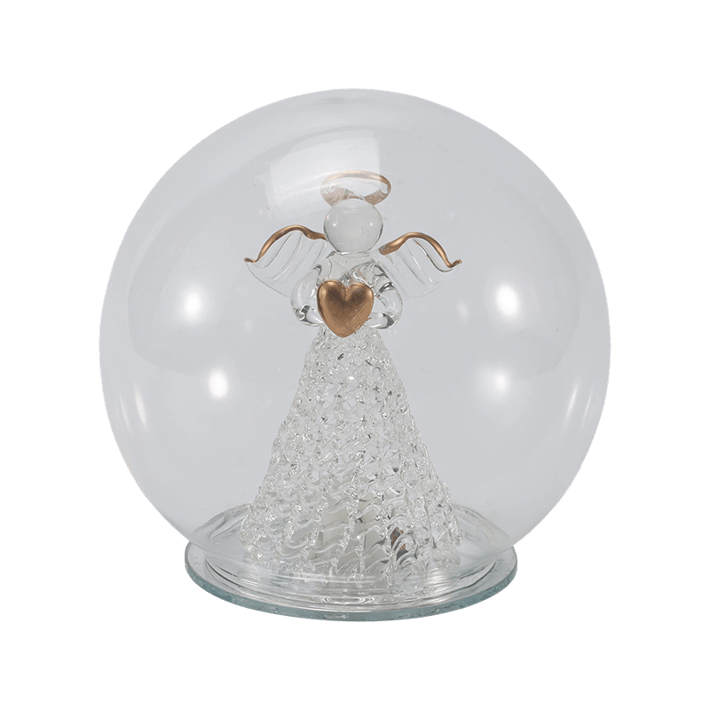 Cloche festosa in vetro e globo luminoso (stili di angelo/presepe/albero di Natale/foresta di cervi)