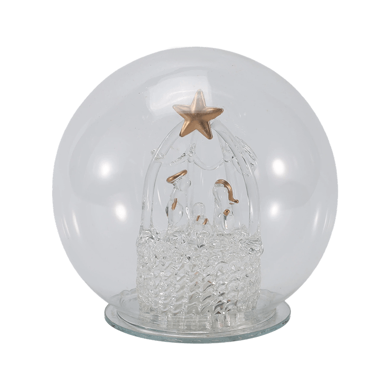 Cloche festosa in vetro e globo luminoso (stili di angelo/presepe/albero di Natale/foresta di cervi)