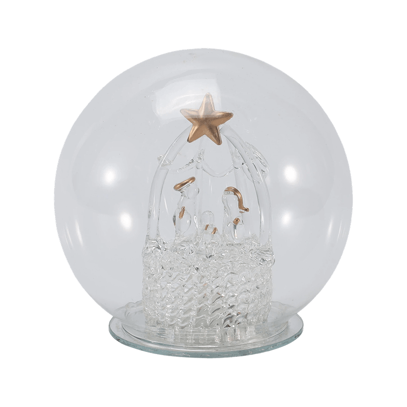 Cloche festosa in vetro e globo luminoso (stili di angelo/presepe/albero di Natale/foresta di cervi)