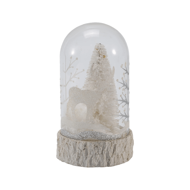 Cloche festosa in vetro e globo luminoso (stili di angelo/presepe/albero di Natale/foresta di cervi)