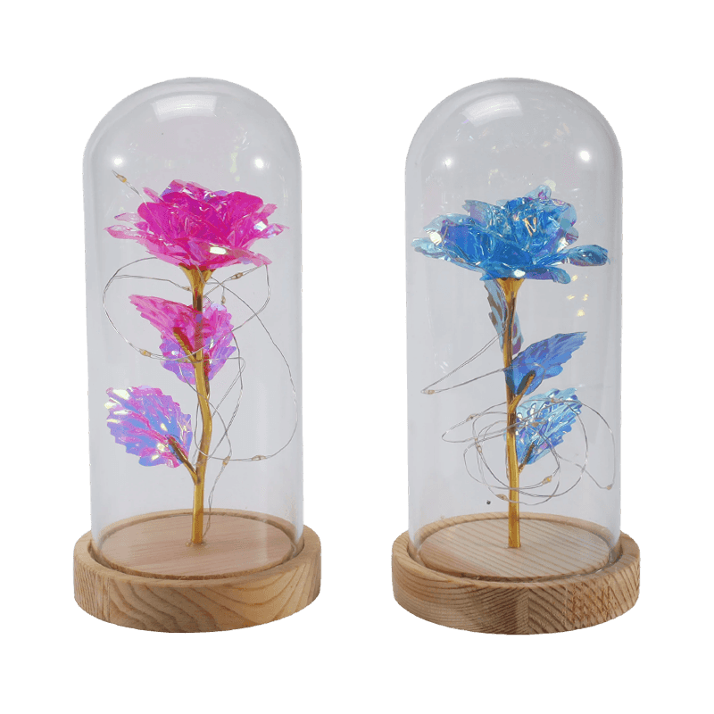 Lampada a cloche in vetro Galaxy Rose (con/senza orsacchiotto, più colori)
