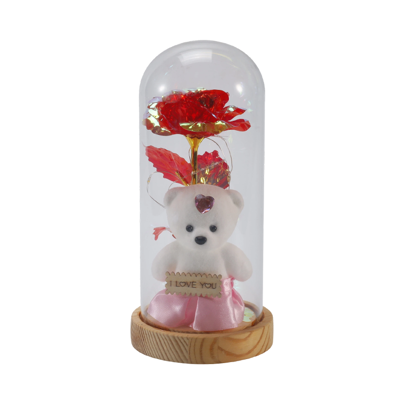Lampada a cloche in vetro Galaxy Rose (con/senza orsacchiotto, più colori)