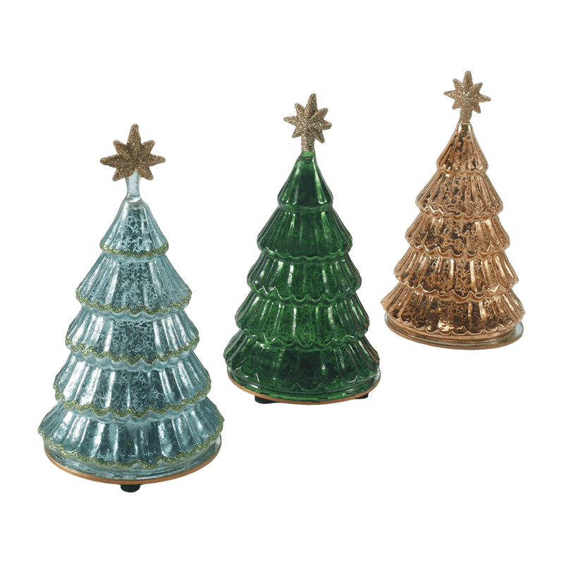 Luce per albero di Natale vintage a strati in vetro mercurio da 10 x 20 cm