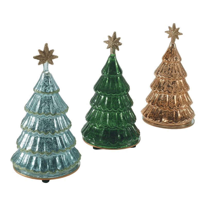 Luce per albero di Natale vintage a strati in vetro mercurio da 10 x 20 cm