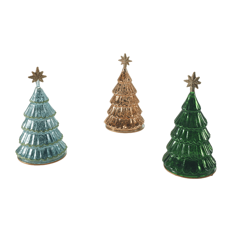 Luce per albero di Natale vintage a strati in vetro mercurio da 10 x 20 cm