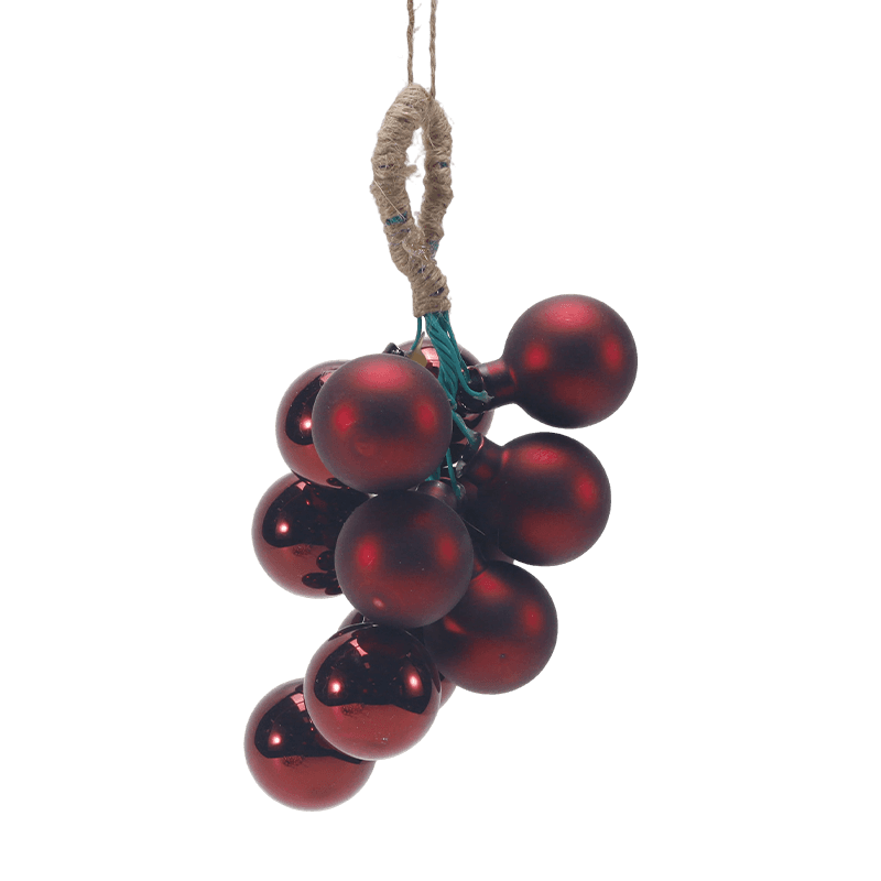 Ornamento natalizio in vetro con grappolo d'uva