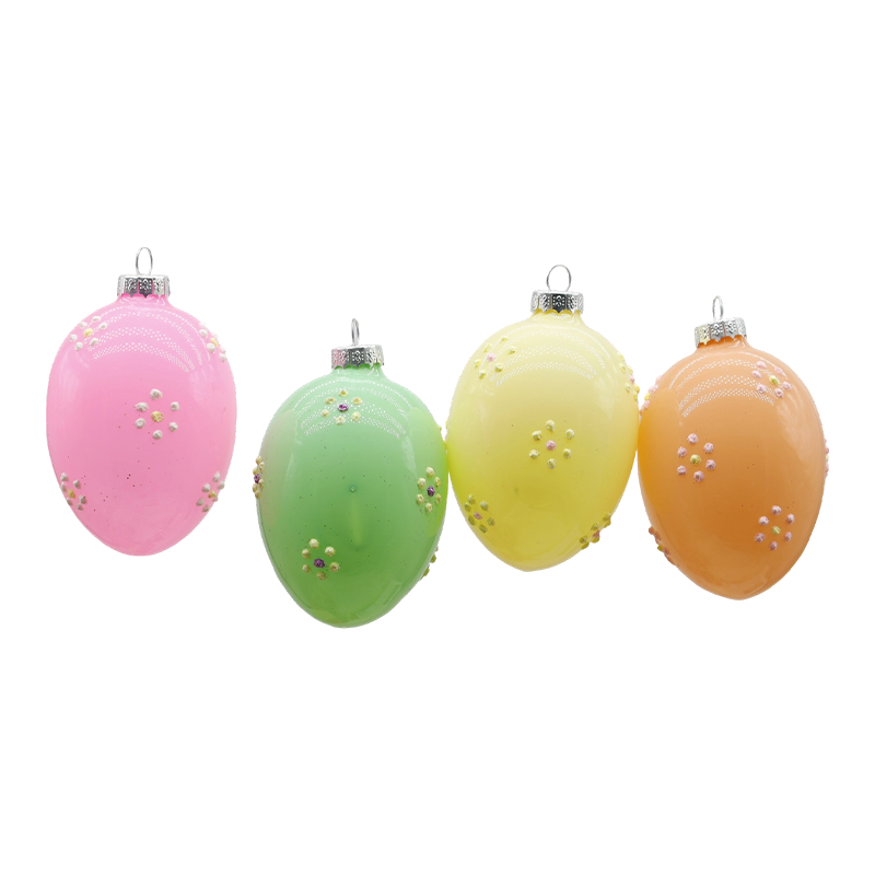 Set di decorazioni per uova di Pasqua in vetro da 6 x 8 cm