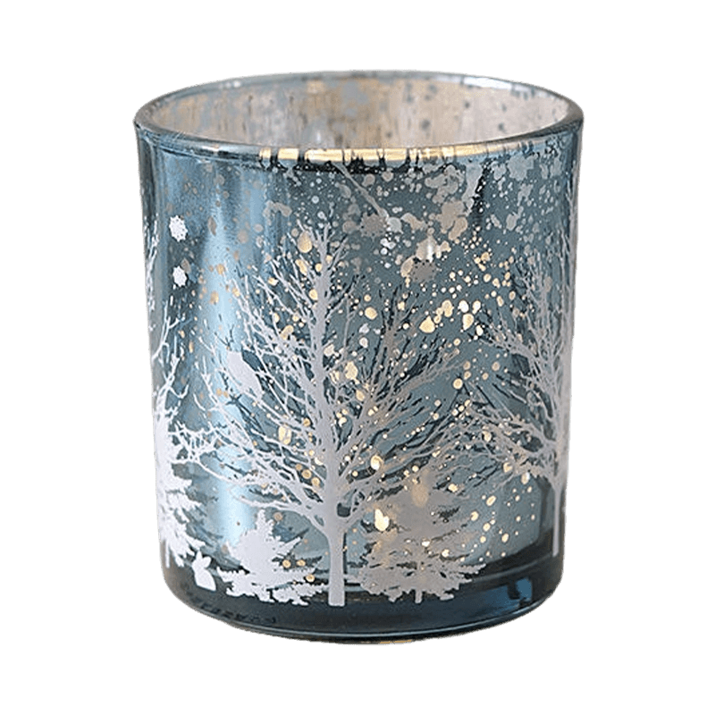 Edizione di decorazioni festive per tazza portacandele in vetro intagliato elettrolitico da 8 * 9 cm