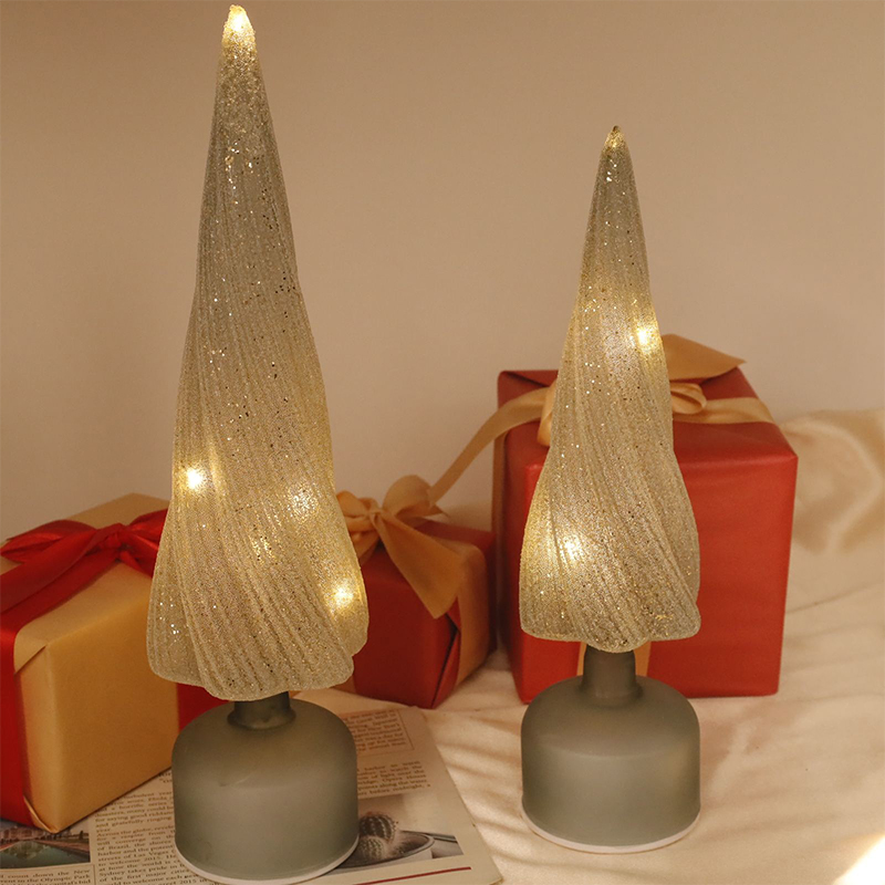 Ornamento decorativo per albero di Natale illuminato a LED in vetro 10×25/10×30