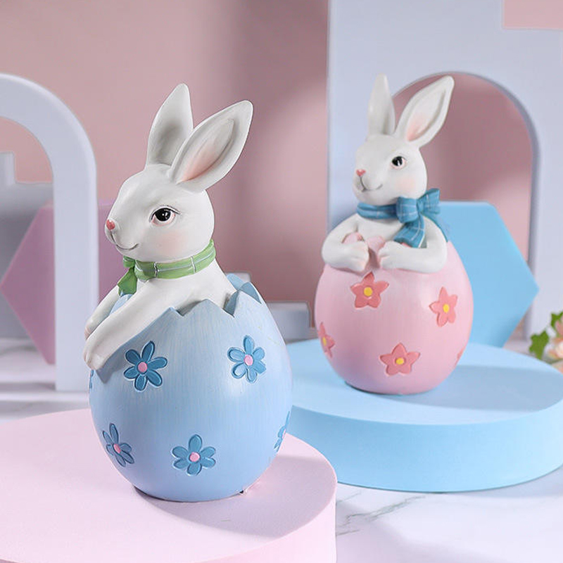 Set di decorazioni per figurine di coniglietto pasquale in resina 8 * 16 cm