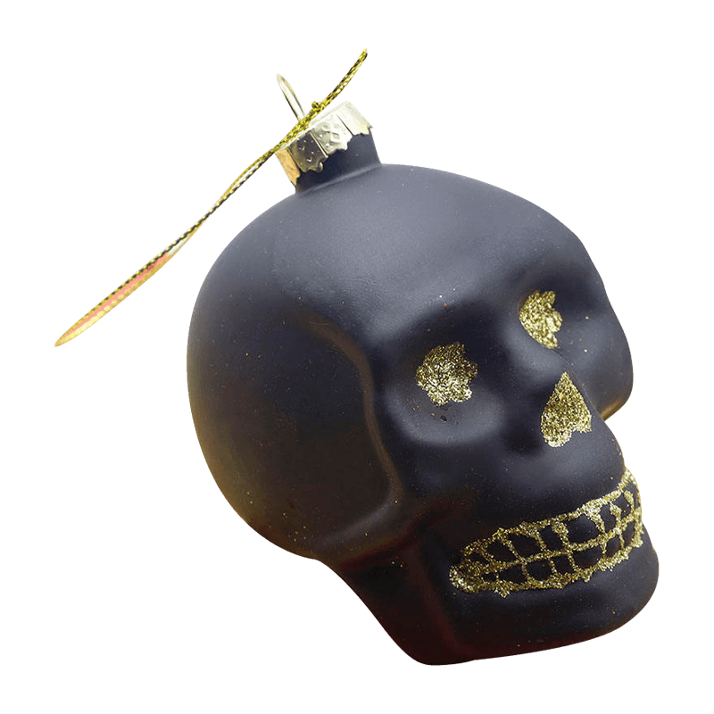 Set di ornamenti con teschio in vetro di Halloween 8 * 9 cm