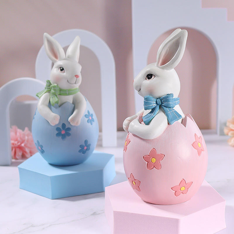 Set di decorazioni per figurine di coniglietto pasquale in resina 8 * 16 cm