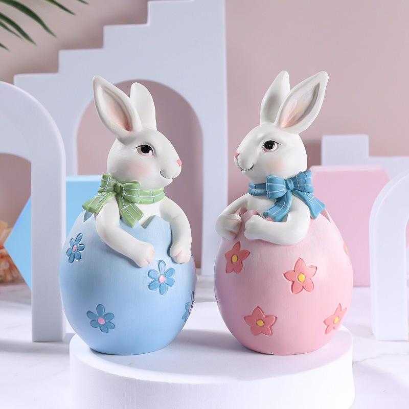 Set di decorazioni per figurine di coniglietto pasquale in resina 8 * 16 cm