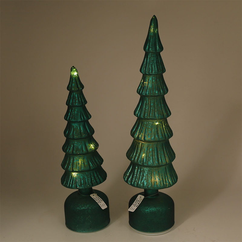 Ornamento decorativo per albero di Natale illuminato a LED in vetro 10×25/10×30
