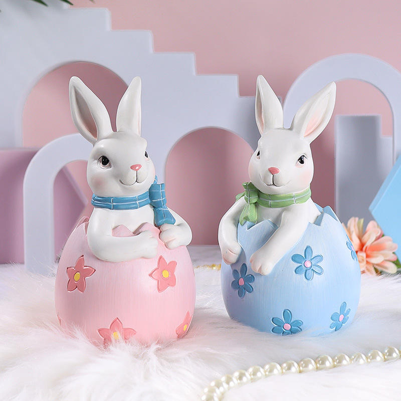 Set di decorazioni per figurine di coniglietto pasquale in resina 8 * 16 cm