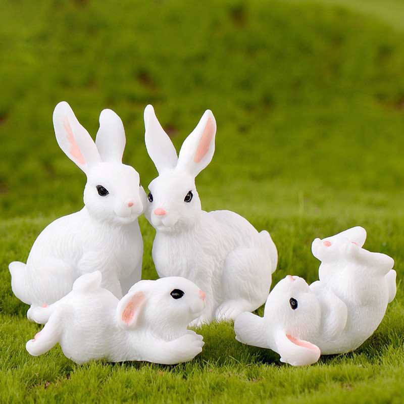 Set di decorazioni per figurine di coniglietto pasquale in resina da 8 cm