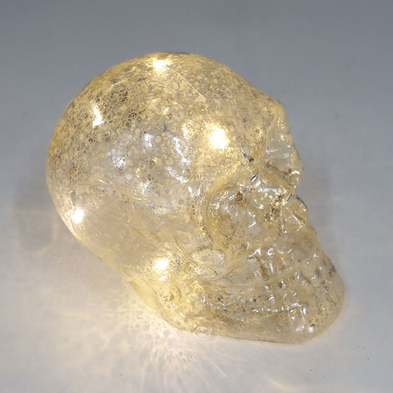 Set di ornamenti con teschio in vetro di Halloween dipinto a mano da 8 * 9 cm