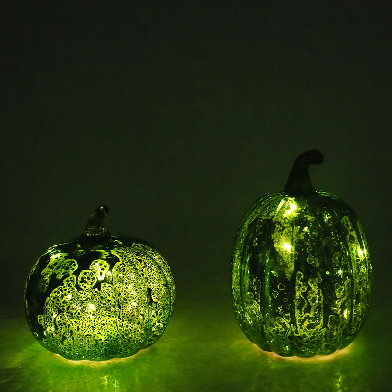 Ornamento da tavolo con lampada a forma di zucca in vetro a LED da 12 * 15 cm
