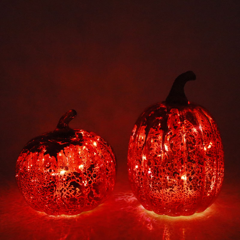 Ornamento da tavolo con lampada a forma di zucca in vetro a LED da 12 * 15 cm