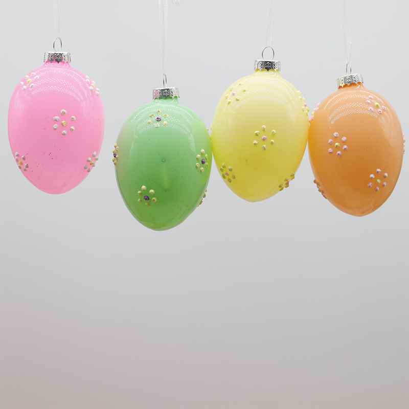 Set di decorazioni per uova di Pasqua in vetro da 6 x 8 cm