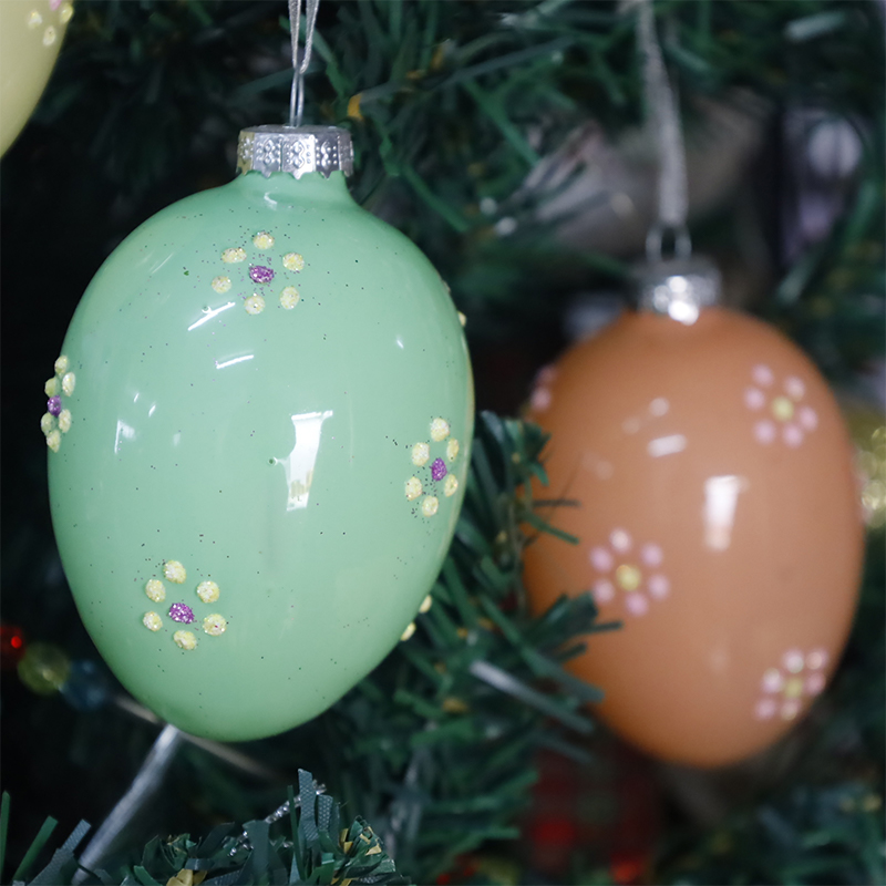 Set di decorazioni per uova di Pasqua in vetro da 6 x 8 cm
