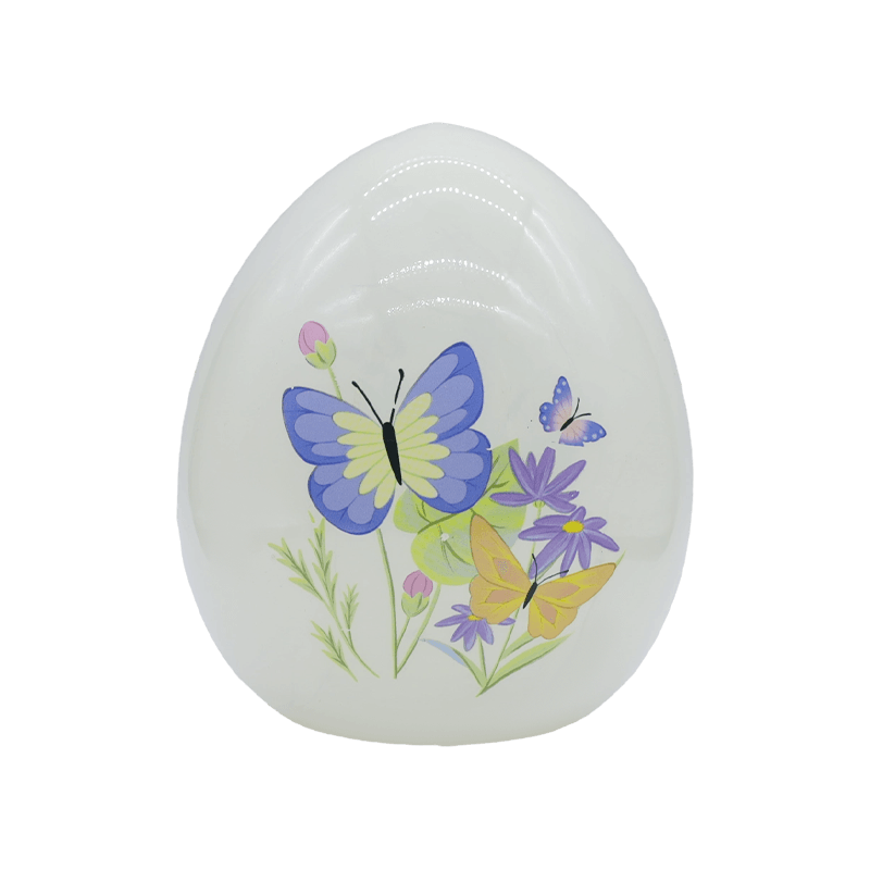 Ornamento di uova di Pasqua in vetro dipinto a mano a LED da 9 * 16 cm
